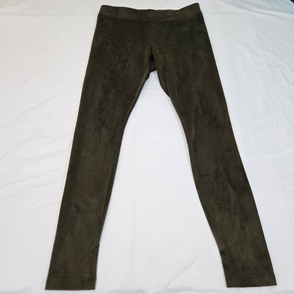 Hale Bob Olive Faux Suede Leggings Size L Stretch Pull-On Pants‎